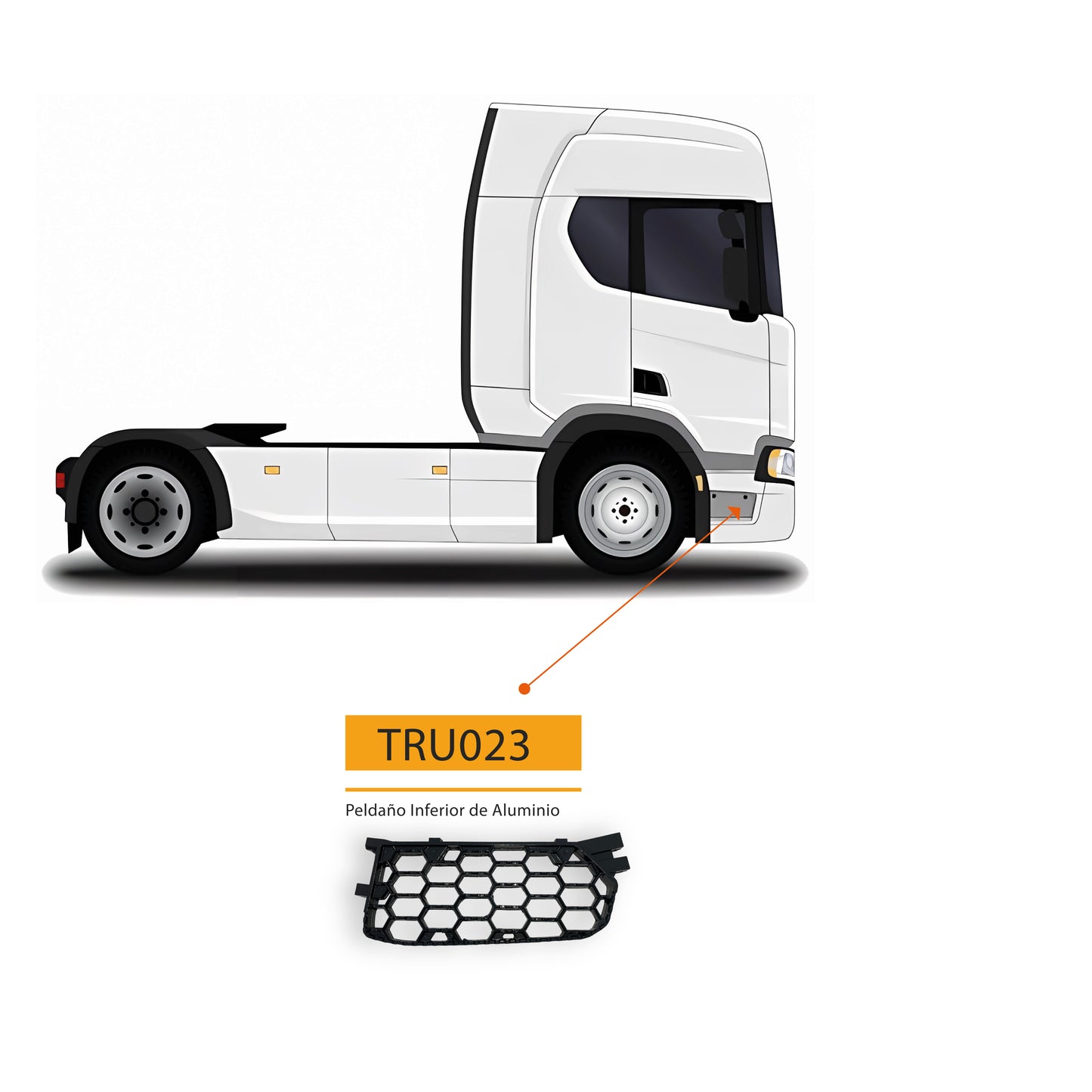 Peldaño Inferior de Aluminio para SCANIA R410 | 2020 - 2025